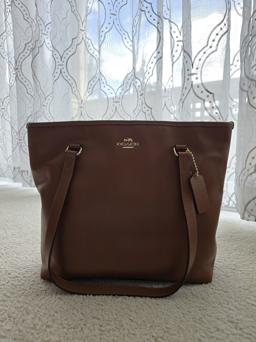 Coach Brown Leather Tote with Gold Hardware